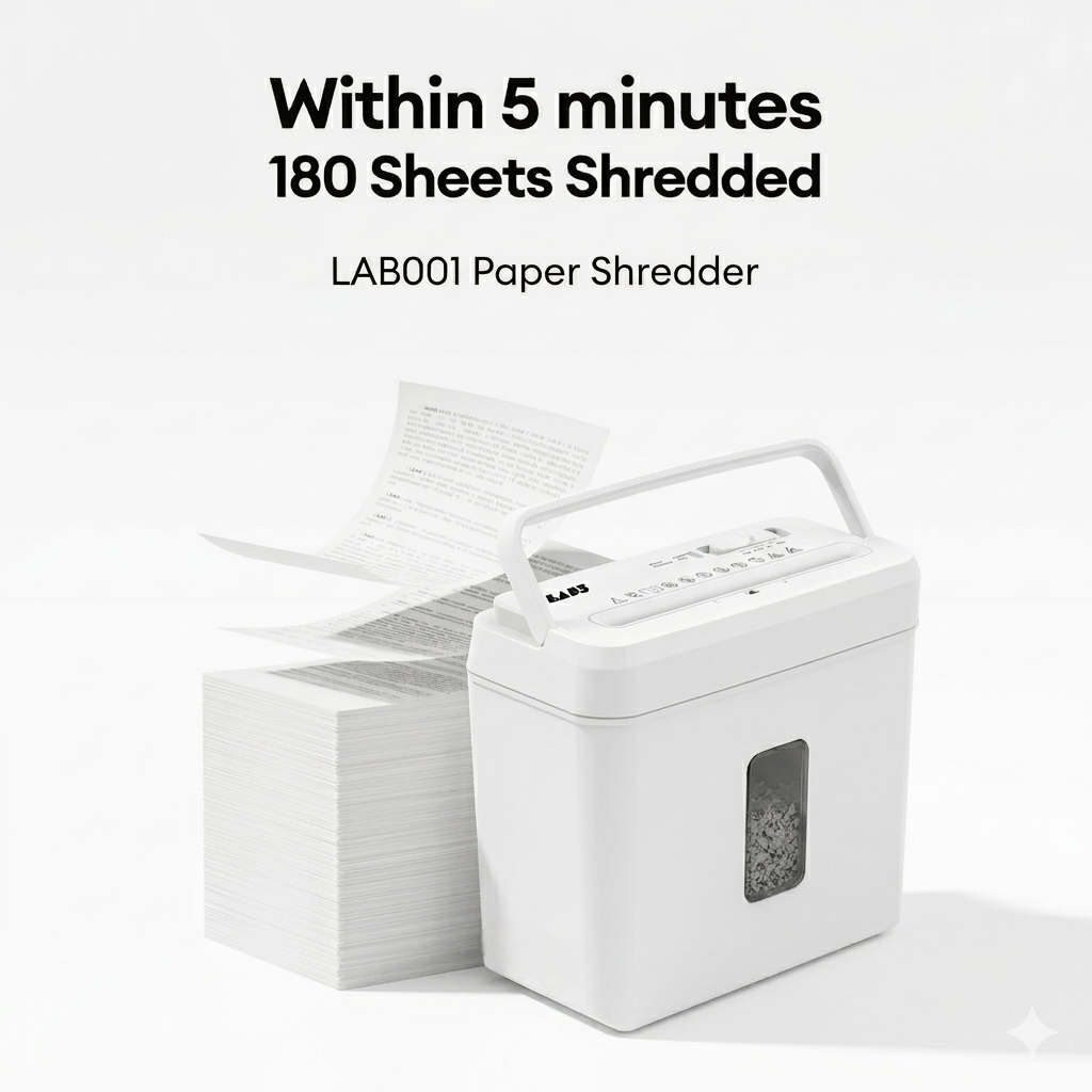 LAB001 Cross Cut Paper Shredder A4 Paper Cutter White