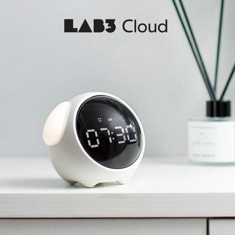 LAB001 Cloud Emoji Alarm Clock Cute Expression Voice Control Night Light Pixel Alarm Clock Child Bedside White