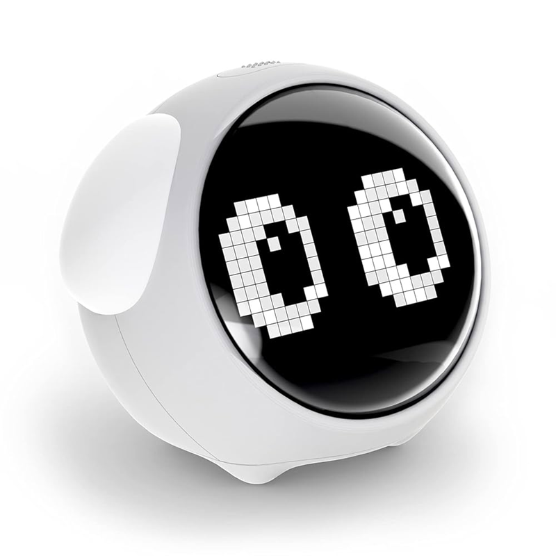 LAB001 Cloud Emoji Alarm Clock Cute Expression Voice Control Night Light Pixel Alarm Clock Child Bedside White