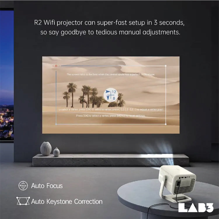 LAB001 Float Pro Projector 4K 4000 lumen Ray Short throw Smart Mini Android Screen Mirror Cinema Mini Projector Grey