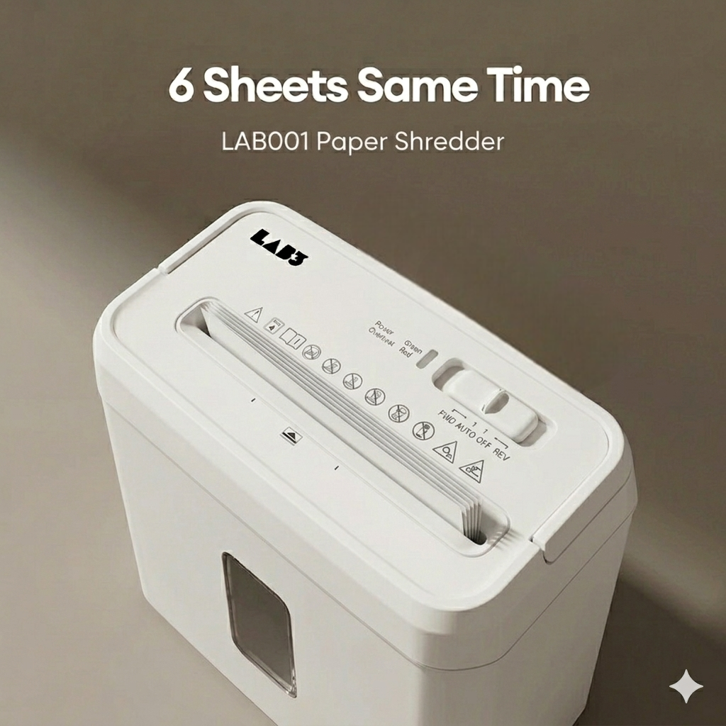LAB001 Cross Cut Paper Shredder A4 Paper Cutter White