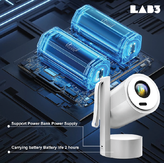 LAB001 OnTheGo Battery Powered Wireless Portable Android Smart 4K Projector Mini Projector